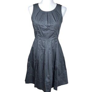 Talbots Dress Black Fit Flare Cotton 50s Classic Retro Basic Pockets Womens 2